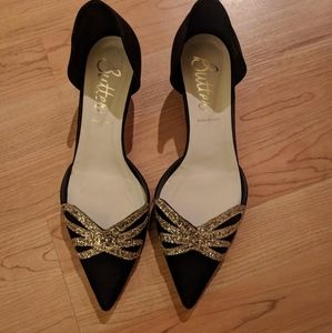 Butter black kitten heel gold 8.5 Made in Italy
